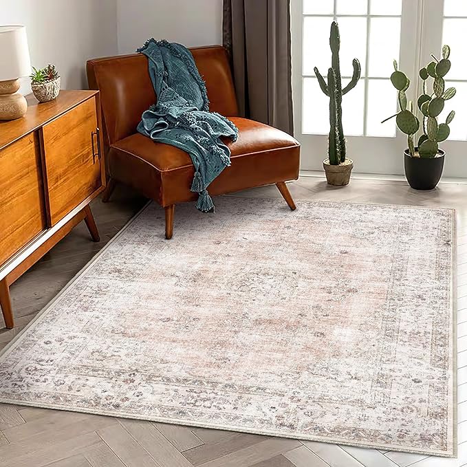 Area Rug 5'x7' Washable Rug Vintage Traditional Floor Cover Thin Retro Kitchen - Image 2