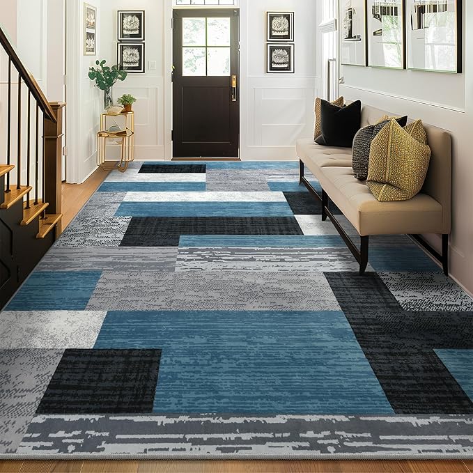 Large Area Rugs, Modern Geometric Patchwork Floor Decor - Image 2