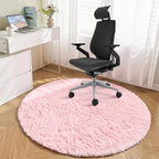 Andency Pink Round Area Rug for Bedroom, Shag Fuzzy Plush Circle Rug 7'X7' for - Image 8