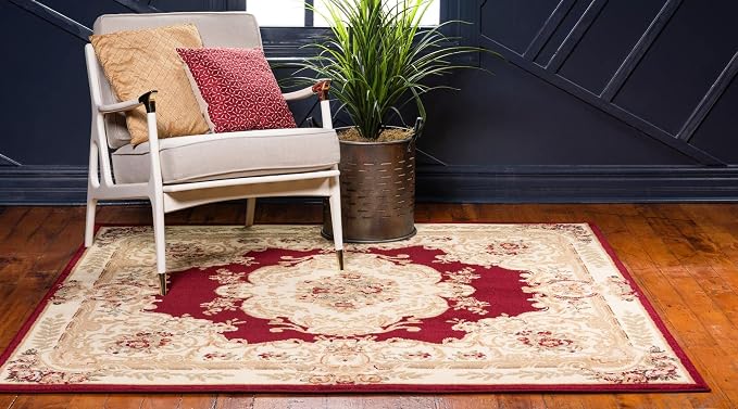Rugs.com Chateau Collection Rug - 3 Ft Square Red Medium Pile Rug - Image 5