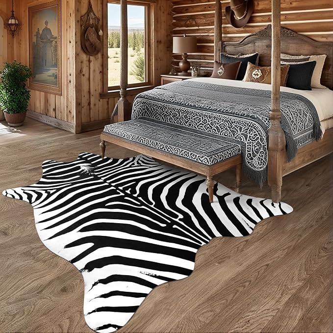 AROGAN Premium Faux Zebra Hide Rug 4.6 x 5.2 Feet, Sturdy and Large Size Bear - Image 7
