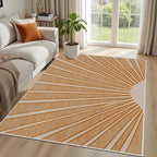Boho Sun Print Area Rug for Living Room 5x7, Modern Abstract Non-Slip Washable - Image 2