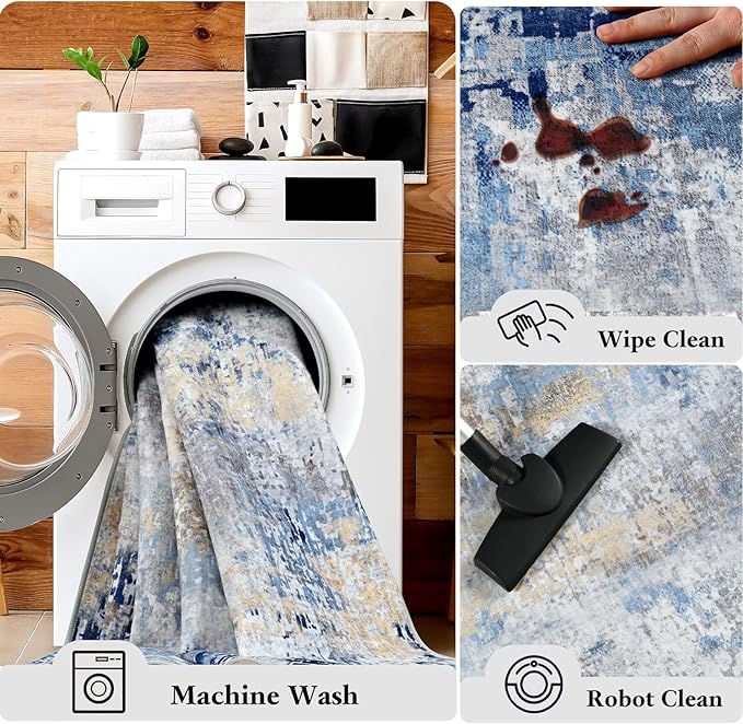 Washable Abstract Runner Rug, 2x6 Modern Area Rugs - Image 6