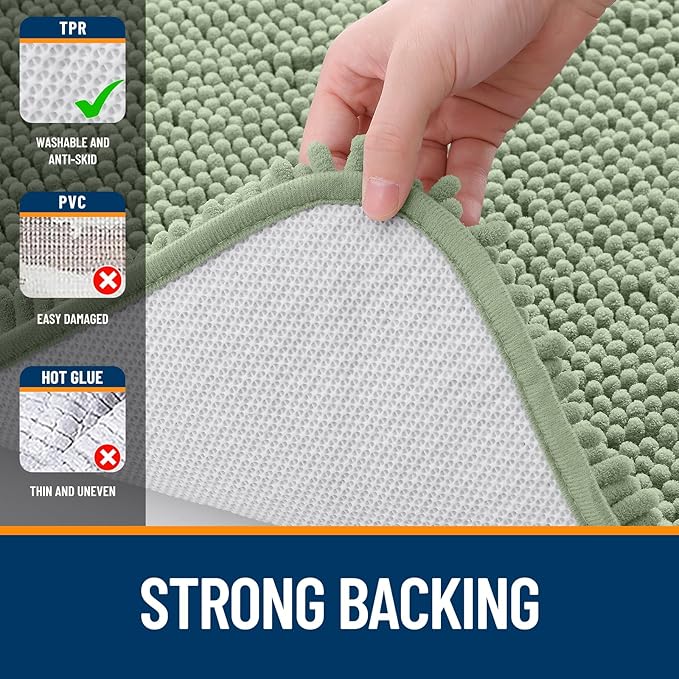 OLANLY Bathroom Rugs 47x32, Extra Soft Absorbent Chenille Bath Rugs, Rubber - Image 6