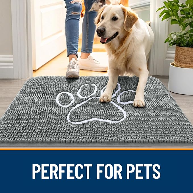 OLANLY Dog Door Mat for Muddy Paws 48x30, Paw Print Design, Absorbs Moisture - Image 6