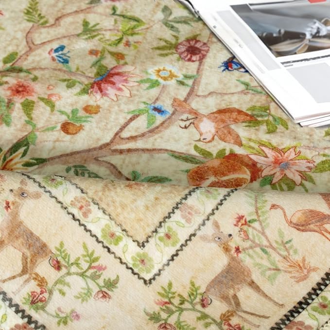 5x7 Area Rugs for Living Room, Machine Washable Non-Slip Carpet, Boho Floral - Image 9