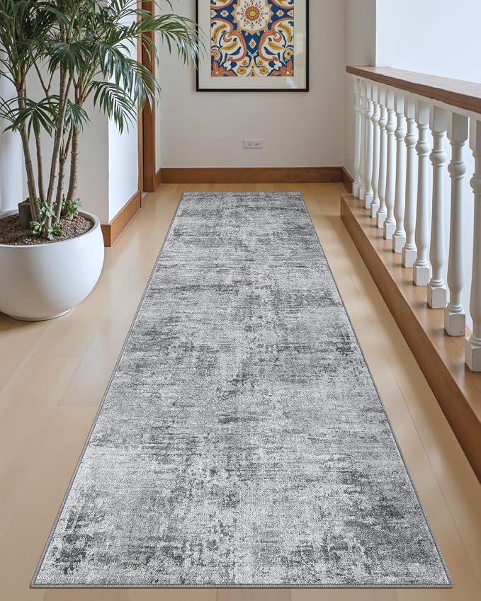 DEXI Hallway Runner Rug 3x8, Modern Abstract Non Slip Thin Soft Runners Carpet - Image 6