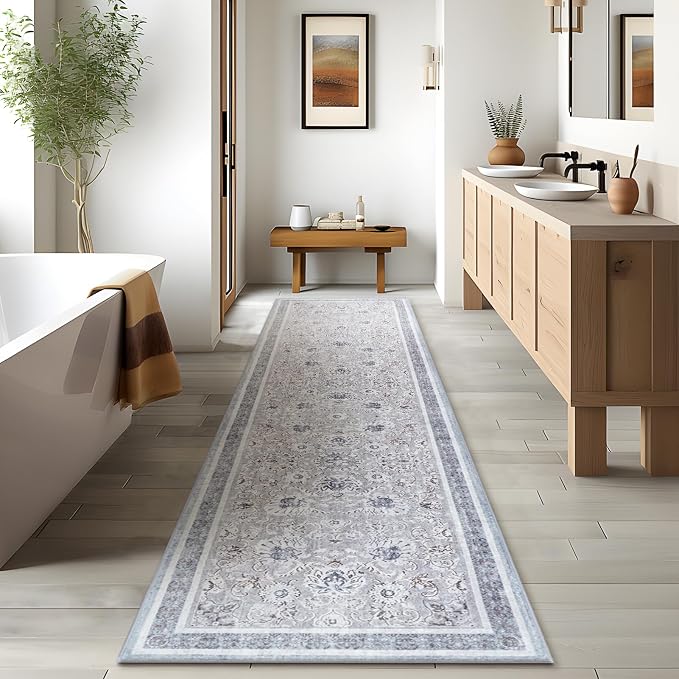 Phantoscope Washable Runner Rug 2'x6' Non-Slip, Vintage Neutral Hallway Rugs - Image 5