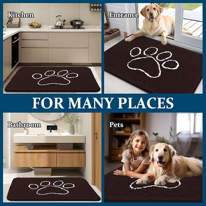 OLANLY Dog Door Mat for Muddy Paws 47x24, Paw Print Design, Absorbs Moisture - Image 8