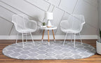 Rugs.com Lattice Frieze Collection Rug – 8' x 10' Oval Light Gray Medium Rug - Image 3