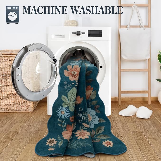 Lahome Floral Washable Rugs 8x10, Non-Slip Soft 8x10 Rugs - Image 4