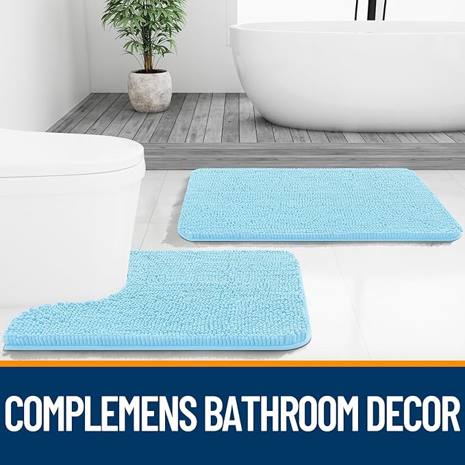 OLANLY Bathroom Rugs 70x46, Extra Soft Absorbent Chenille Bath Rugs, Rubber - Image 7