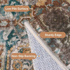GENIMO 9x12 Area Rugs for Living Room, Non Slip Machine Washable Vintage Rugs - Image 4