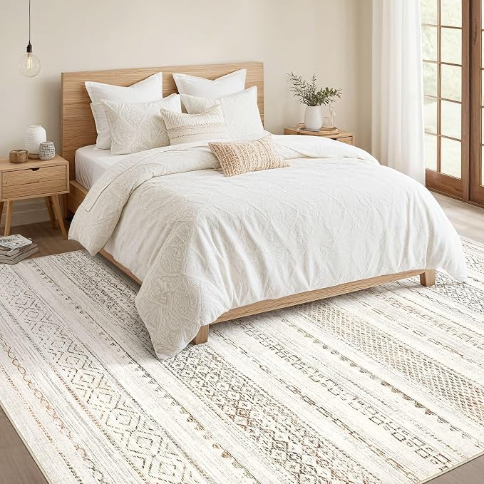 Nakagishi 10x12 Area Rug Living Room: Washable Boho Large Neutral Modern Soft - Image 5