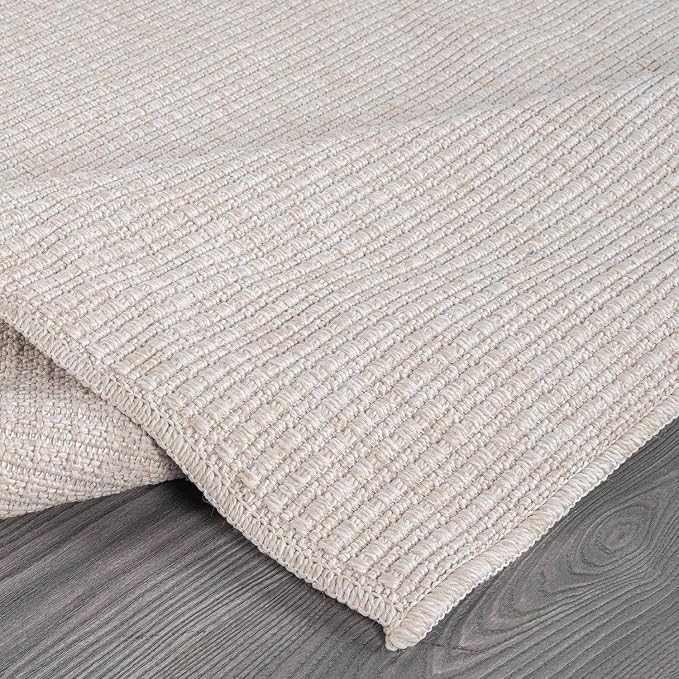 Beverly Rug Easy Jute Off White Rug 5x7 Solid Washable Durable Outdoor Indoor - Image 4