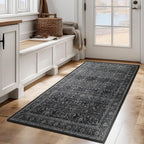 Vintage Charcoal 3x5 Entryway Rug Indoor Foyer, Neutral Earth Tone Dark Throw by Jainmy