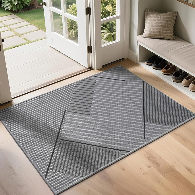 Front Door Mat 31''x47'', Non Slip Absorbent Muddy Dirt Resist Washable - Image 9