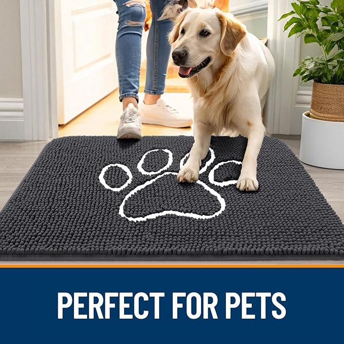 OLANLY Dog Door Mat for Muddy Paws 59x35, Paw Print Design, Absorbs Moisture - Image 6