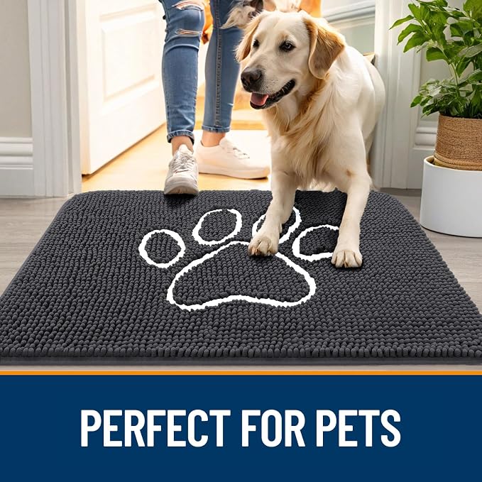 OLANLY Dog Door Mat for Muddy Paws 70x24, Paw Print Design, Absorbs Moisture - Image 6