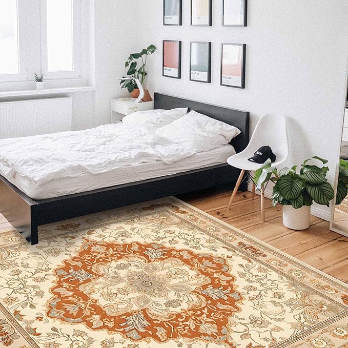 Orange Bohemian Rectangular Area Rugs - Image 6