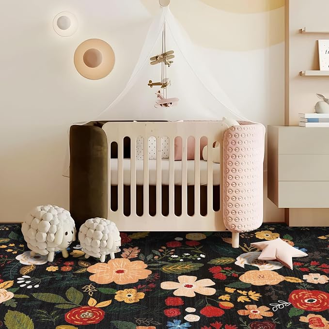 U'Artlines 6x9ft Vintage Floral Area Rug Machine Washable Ultra Soft Low Pile - Image 6