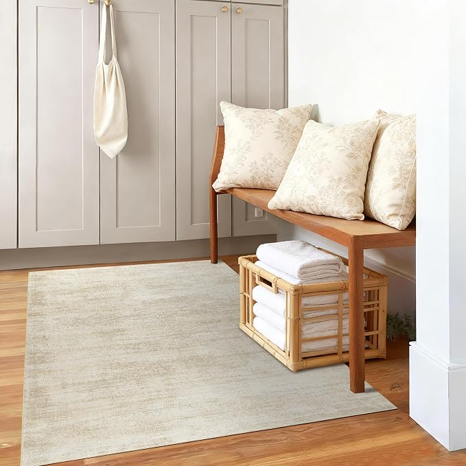 Small Bathroom Rugs, Washable Non Slip Neutral Boho Abstract Modern Farmhouse by BILEEHOME