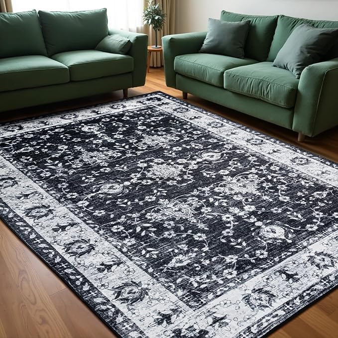 Area Rug for Living Room, 8x10 Machine Washable Non Slip Large Faux Wool Throw - Image 2