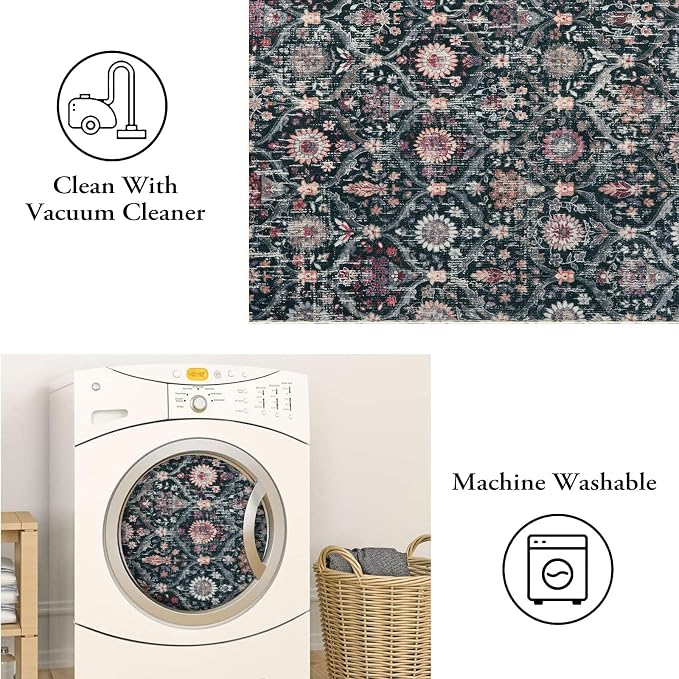 Lahome Moroccan Trellis Washable Round Area Rug, Soft Round Rugs 6ft Ultra-Thin - Image 4