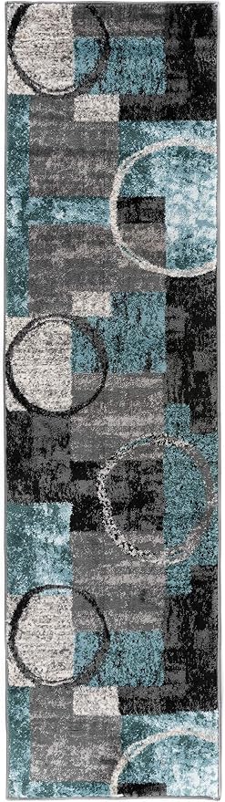 Rugshop Contemporary Circle Design Runner Rug, Fade-Resistant Carpet - Image 3