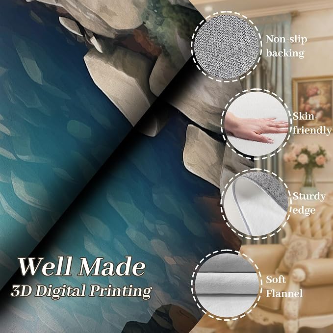 Visual Illusion Canyon Living Room Rug, 3D Visual Effect Stream Indoor Throw Mat - Image 4