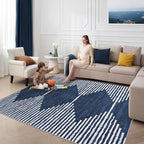 HelloTree Area Rug for Living Room 9x12 Washable Geometric Moroccan Rug Stripe - Image 4