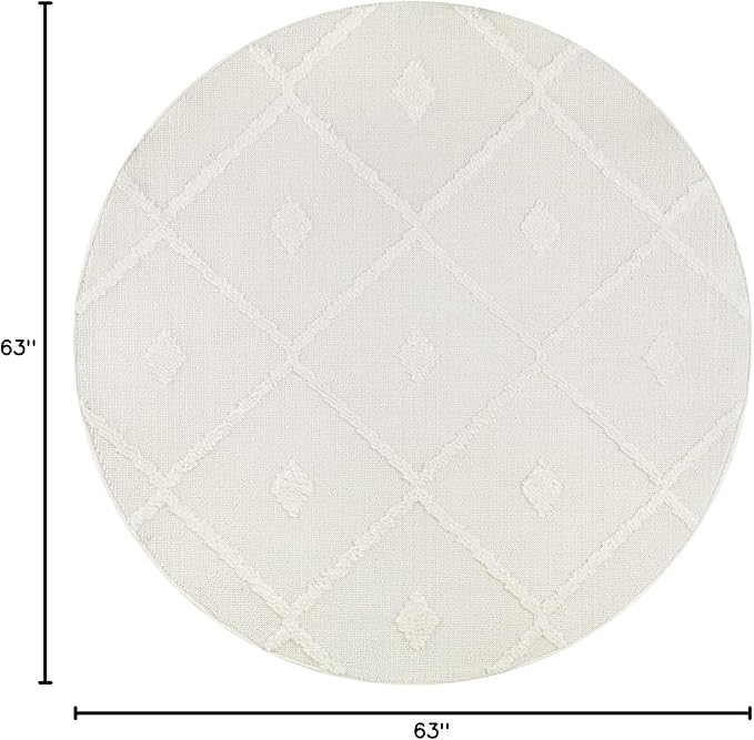 Antep Rugs Palafito 5x5 Geometric Shag Diamond High-Low Pile Textured Indoor - Image 2