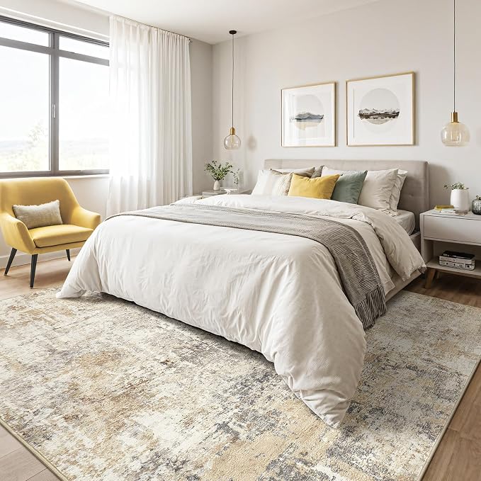 12x18 Rug Living Room: Washable Extra Large Abstract Modern Soft Area Rug Stain - Image 4