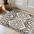Rugshop Cream and Black Southwestern Tribal Area Rug – Boho Geometric Diamond - Image 8