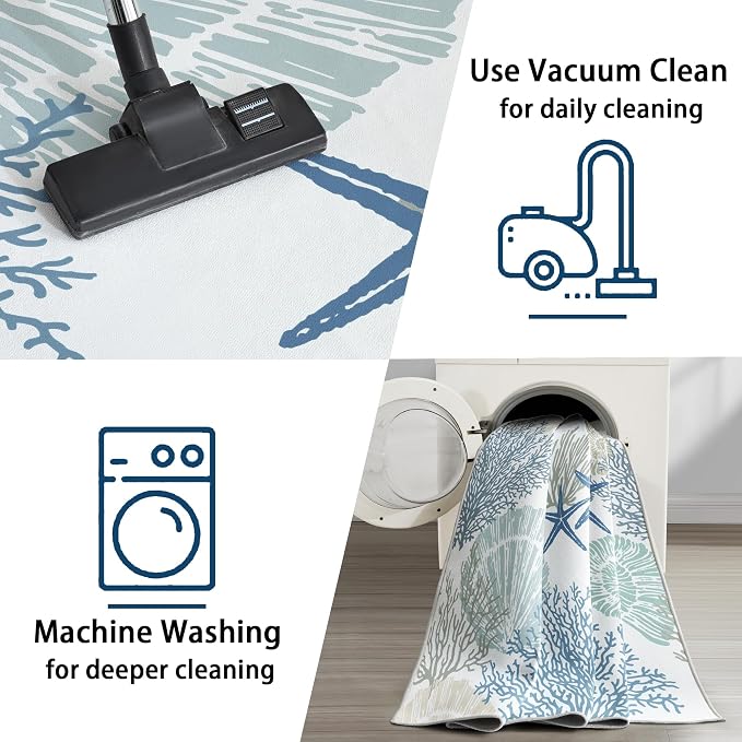 Tritard Coastal Area Rugs Nautical Beach Themed Non-Slip Machine Washable Rugs - Image 7