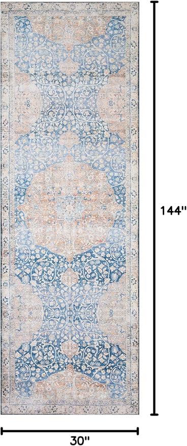 Loloi Layla Collection LAY-07 Blue/Tangerine 2'-6" x 12'-0" .13" Thick Runner - Image 2