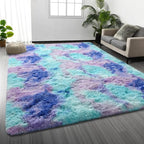 Shag Area Rug, 4 X 6 Tie-Dyed Plush Fuzzy Rugs by Deerhoo