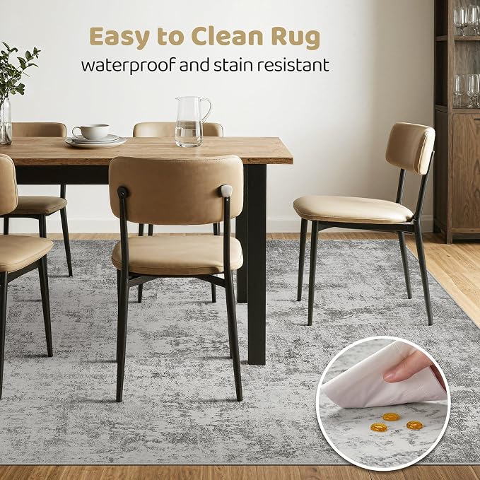 10x14 Area Rugs Living Room: Washable Large Abstract Neutral Modern Soft Rug - Image 6