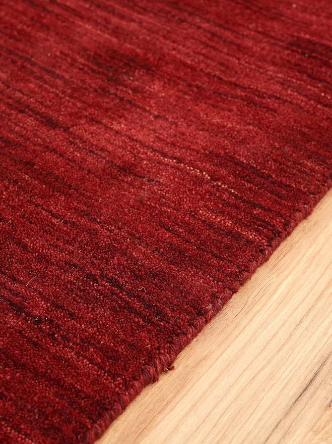 Rugsotic Carpets Hand Knotted Gabbeh Wool 5'x8' Area Rug Solid Red L00111 - Image 6