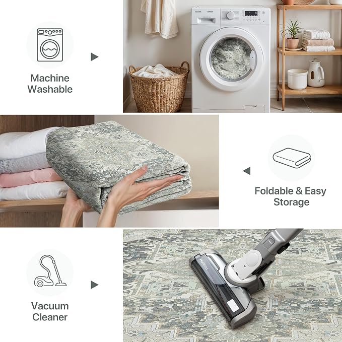 GENIMO 8X10 Area Rugs for Living Room, Machine Washable Vintage Floor Cover - Image 4