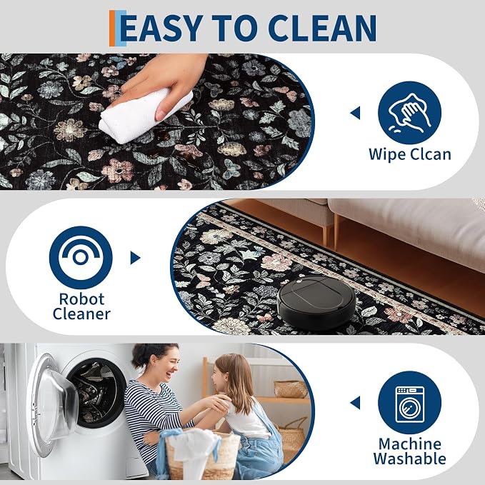 GarveeHome Washable Runner Rug 2.5 x 8 Non-Slip Non-Shedding Soft Vintage - Image 2