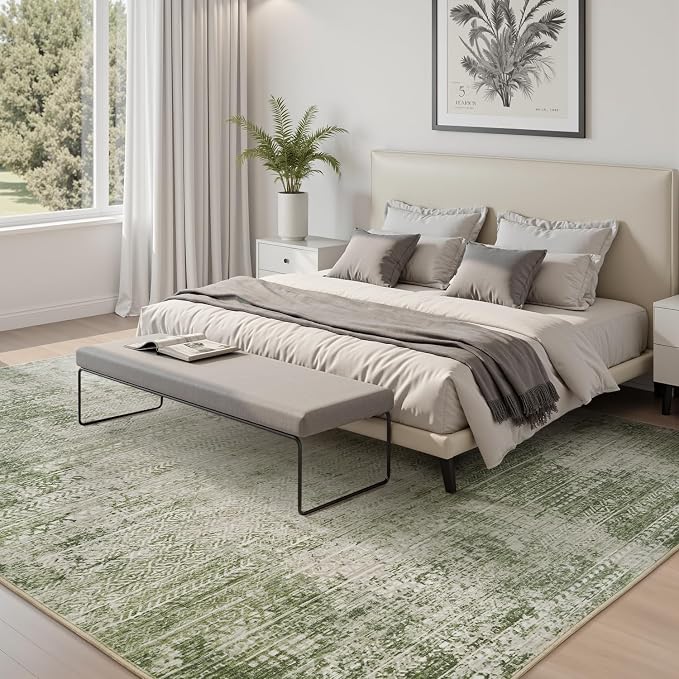 5x7 Area Rugs for Living Room Non Slip Machine Washable Rug Distressed Abstract - Image 3