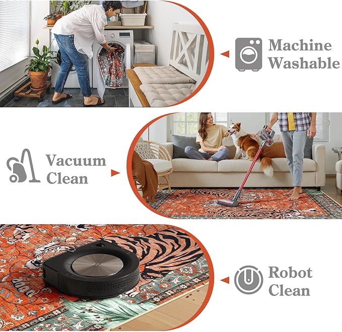 Moynesa Tiger 3x5 Washable Rug, Boho Area Rugs - Image 5