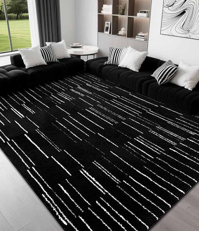 YIHOUSE 6x9 Abstract Line Area Rug, Modern Washable Stain Resistant Rugs Non by YIHOUSE