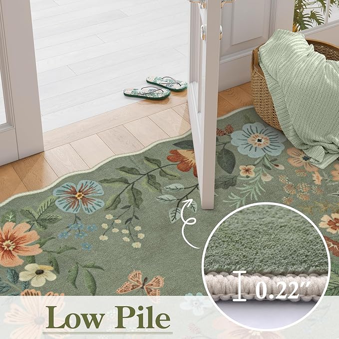 Lahome Floral Washable Round Area Rug, Soft Round Rugs 6ft Ultra-Thin Non-Slip - Image 4