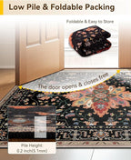 Area Rugs 3'x8' Washable Non-Slip, Floral Vintage Distress Print Pattern - Image 4