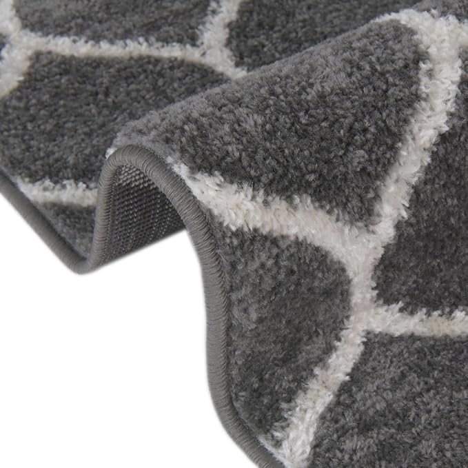 Rugs.com Lattice Frieze Collection Rug – 3' Round Dark Gray Medium Rug Perfect - Image 9