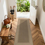 Moynesa Brown Striped Border Easy Jute Runner Rugs 2.5x8, Indoor Outdoor by Moynesa