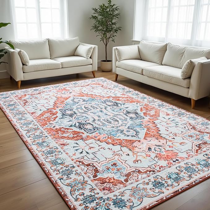 8x10 Area Rugs for Living Room, Machine Washable Non-Slip Low Pile Faux Wool by Unknown