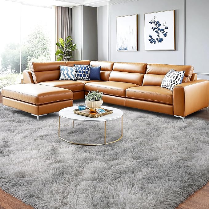 Soft Shaggy Rugs Light Grey Fluffy Rug - Image 3